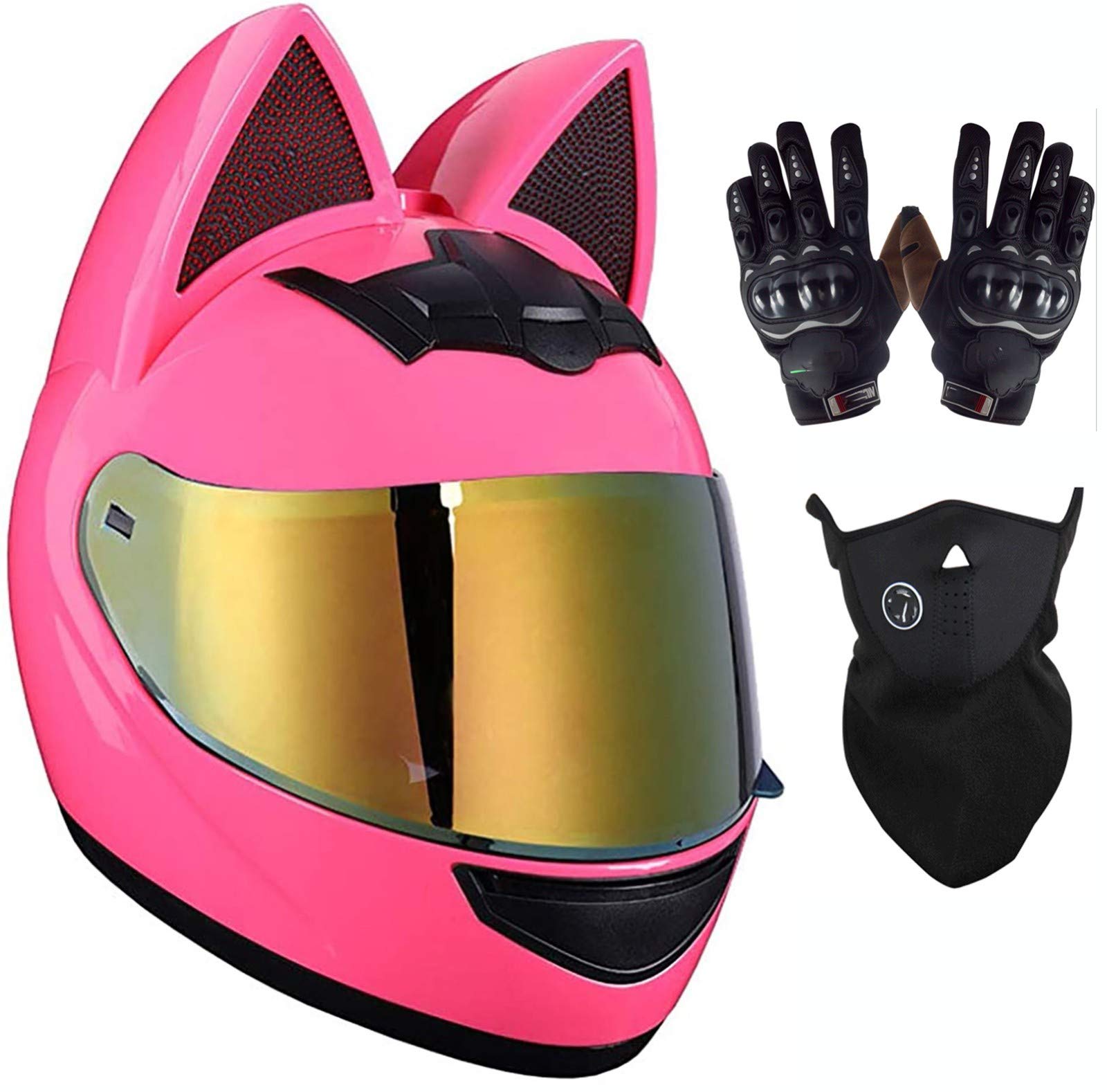 Women's Full Face Motorcycle Helmet with Cat Ears - DOT Certified Lightweight Modular Flip-Up Visor Motocross Helmet for Adults (Size M: 57-58CM) - Perfect for Street Riding, Commuting & Motorcycle Enthusiasts