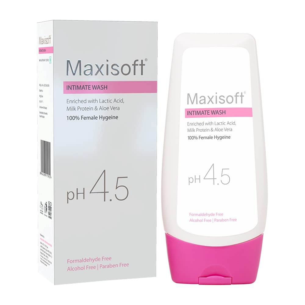 Maxisoft pH 4.5 Balanced Intimate Wash for Women - Alcohol Free, Paraben Free, Gentle Feminine Hygiene Cleanser (100ml) - Perfect for Daily Use & Sensitive Skin Care