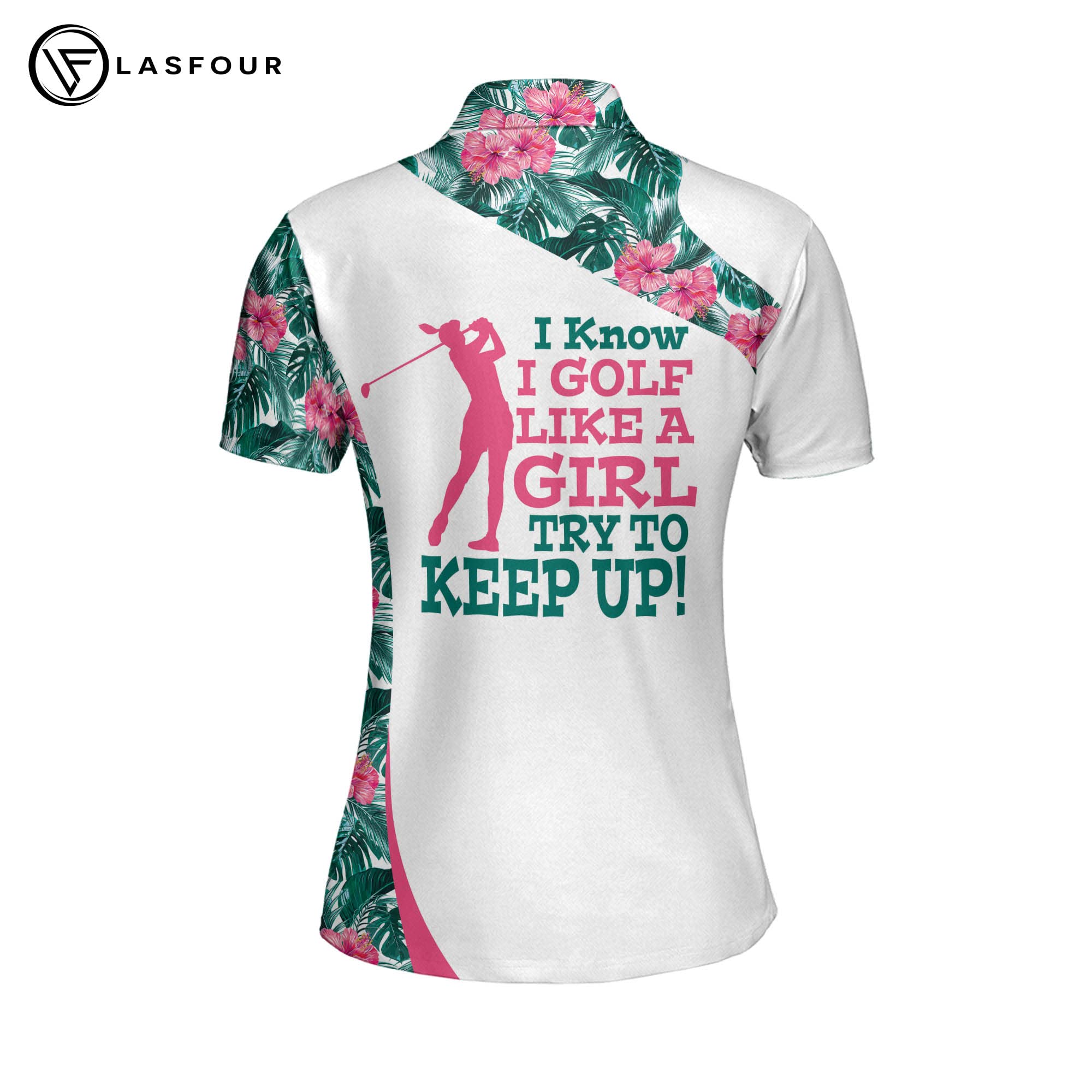 LASFUN Custom Women's Golf Shirts Short Sleeve - 3D Printed Funny Golf Outfits for Ladies - Moisture Wicking Performance Polo for Golfing, Practice & Casual Wear