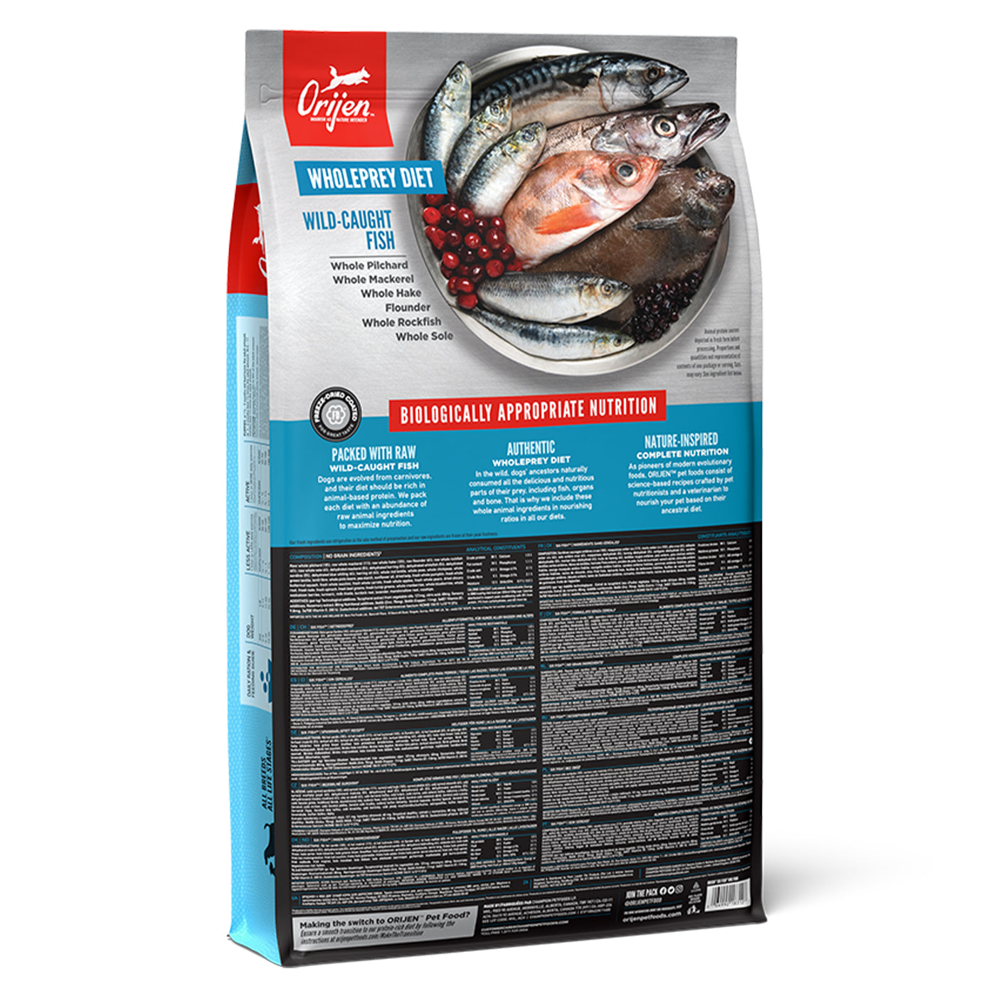 ORIJEN Premium 6 Fish Dry Dog Food - High Protein Grain-Free Recipe for Adult Dogs - Perfect for Active & Sensitive Dogs - Ideal for Daily Meals & Training Treats