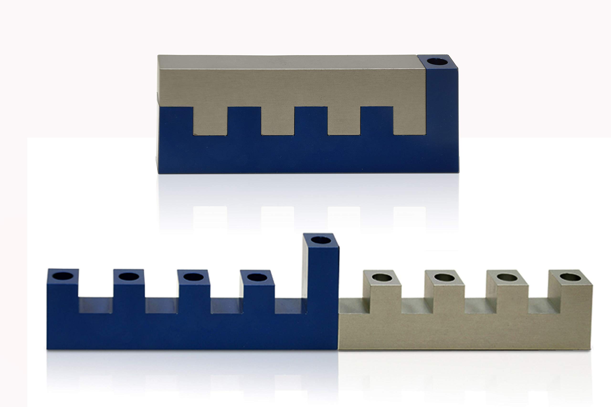 Blue Anodized Aluminum Hanukkah Menorah - Portable Travel Chanukiah for Hanukkah Celebrations | Perfect Hanukkah Gift for Home, Office & Travel Use