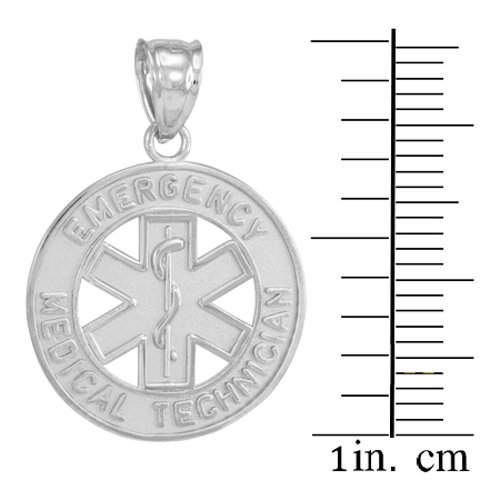 10k White Gold EMT Charm Necklace - Emergency Medical Technician Star of Life Pendant for First Responders & Healthcare Workers - Perfect Gift for Nurses, Paramedics & Medical Professionals