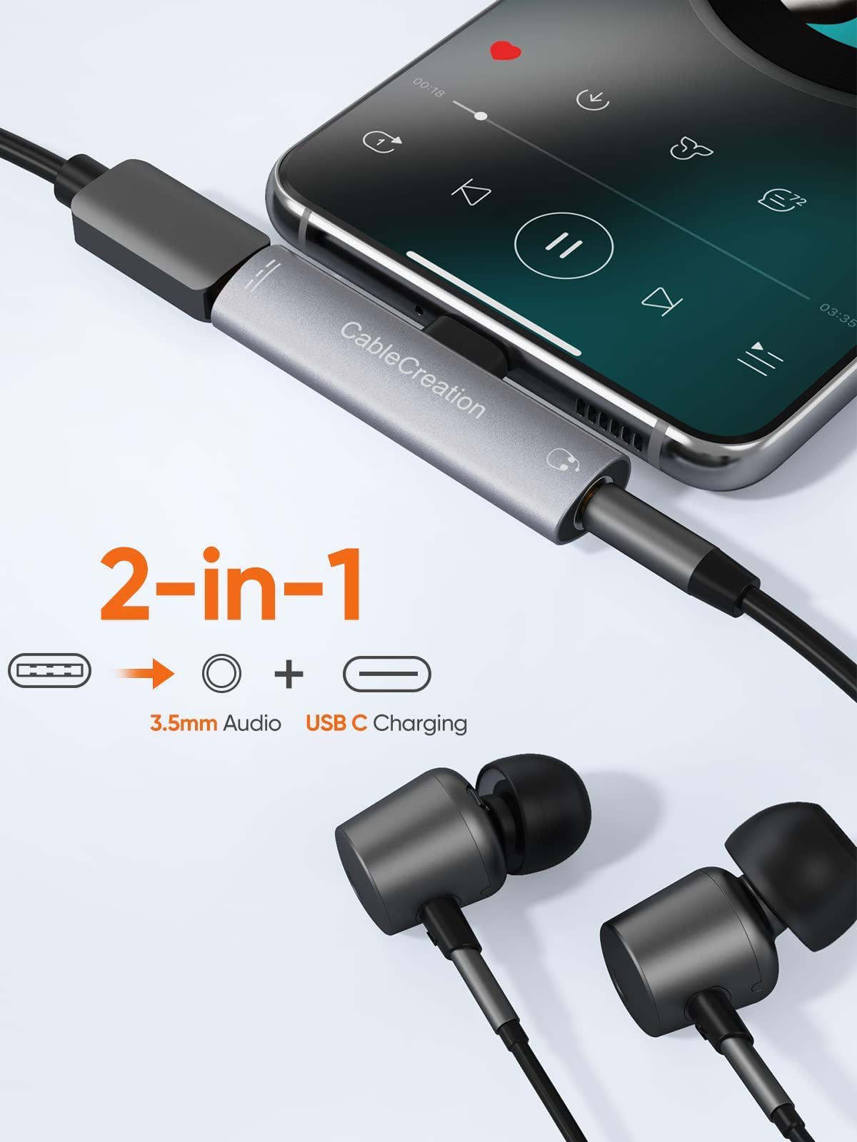 Premium 6Ft/1.8M Aux Cable with USB-C to 3.5mm Headphone Adapter & Fast Charger - 3-in-1 Audio Bundle for Car, Home Stereo, iPhone, Android & Gaming Headsets