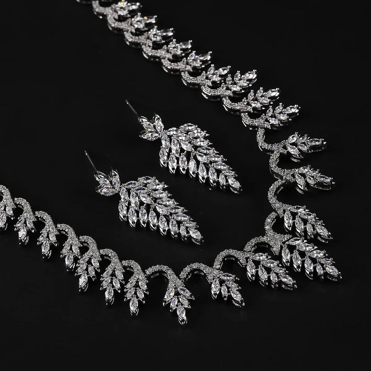 Luxury Cubic Zirconia Bridal Jewelry Set - Wedding Necklace & Earrings for Bride, CN11037 | Perfect for Wedding Ceremony, Engagement Party & Anniversary Gifts
