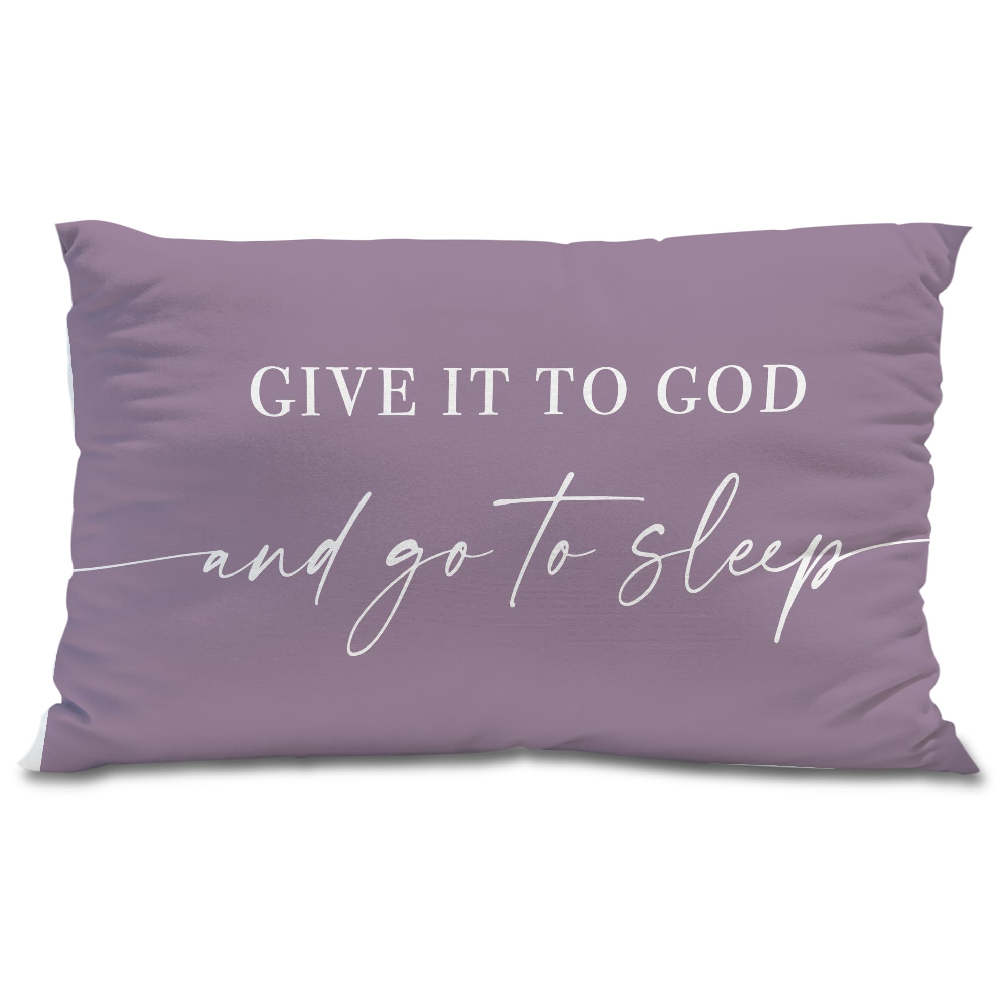 Knibeo 'Give It to God and Go to Sleep' Decorative Pillow Cover 12x20 Inch - Soft Throw Pillow Case for Bed, Couch & Sofa - Medium Grey Home Decor for Bedroom, Living Room & Nursery