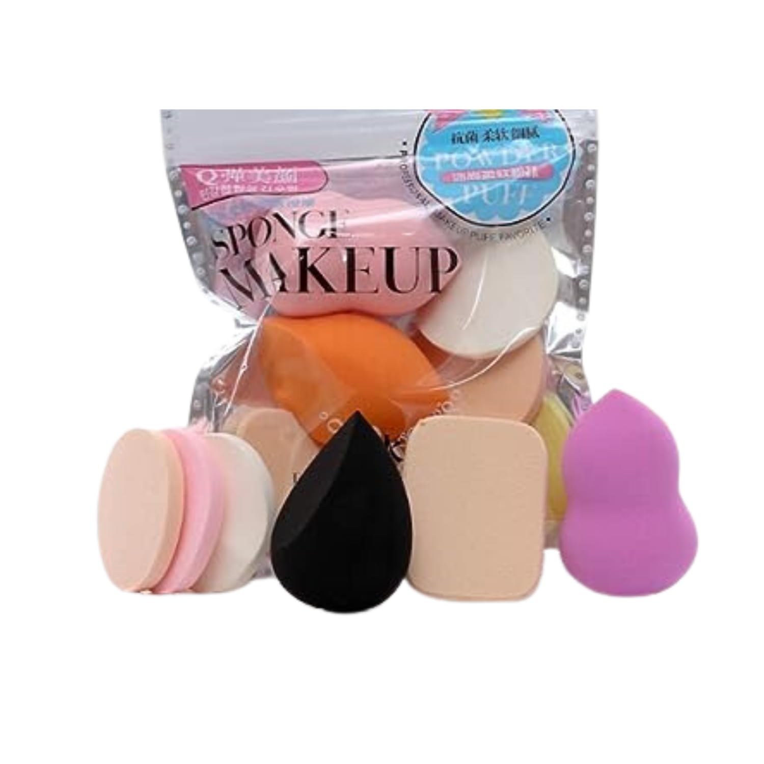 Sky Dye 6-in-1 Professional Makeup Beauty Blender Sponge - Foundation Blender, Powder Puff & Cosmetic Sponge Set with Cotton Pad for Flawless Face Makeup | Perfect for Women & Girls | Great for Daily Makeup, Contouring & Airbrush Finish (Multicolor)