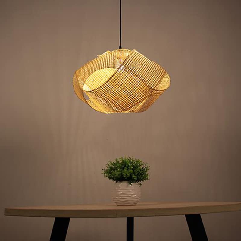 LITFAD Asian Handcrafted Rattan Pendant Light - 19.7