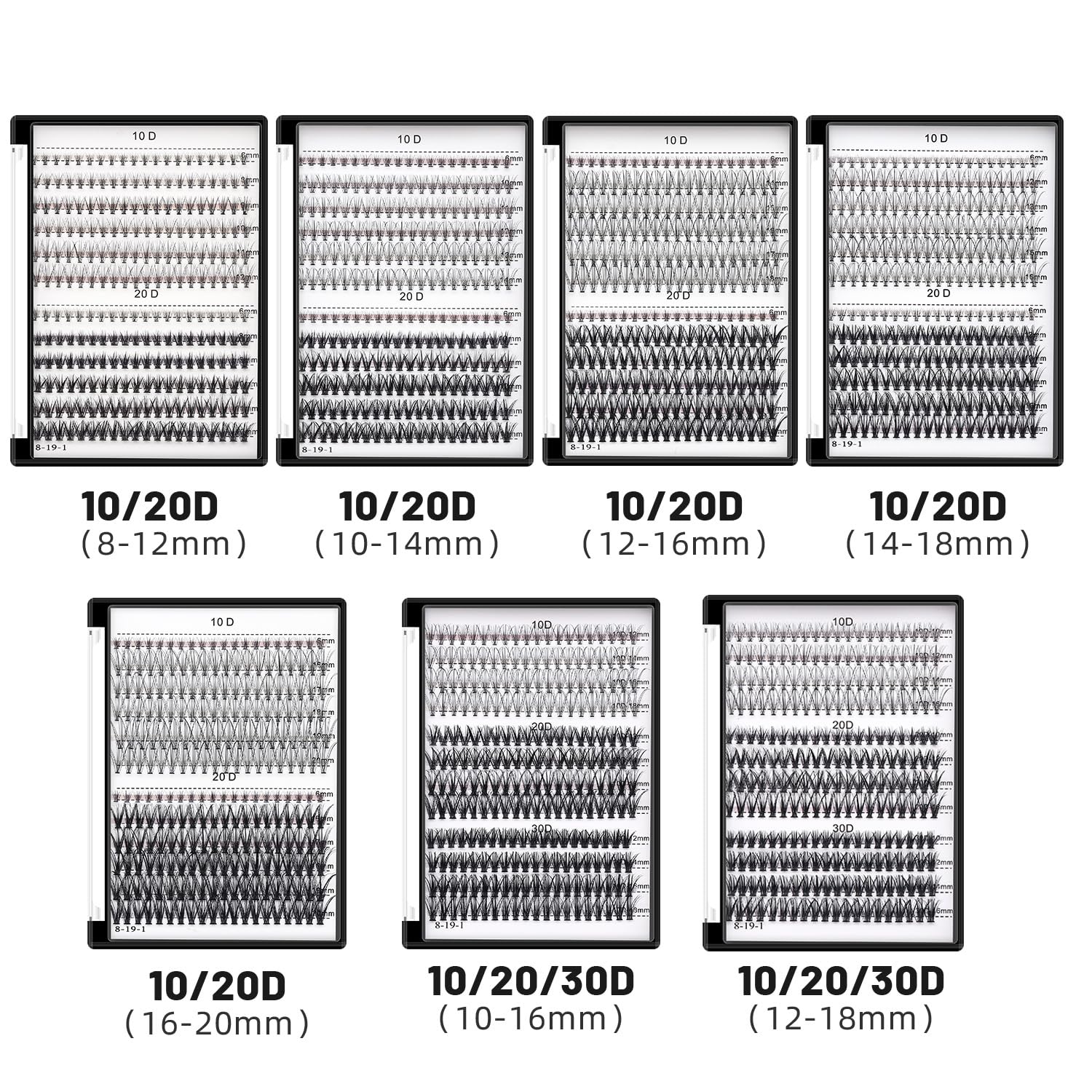 10D 20D 240pcs Cluster Eyelash Extensions Kit - 8-16mm Mixed Lengths for Volume Lash Look | DIY Lash Extensions for Natural or Dramatic Effect | Perfect for Home Use, Bridal Makeup & Special Occasions