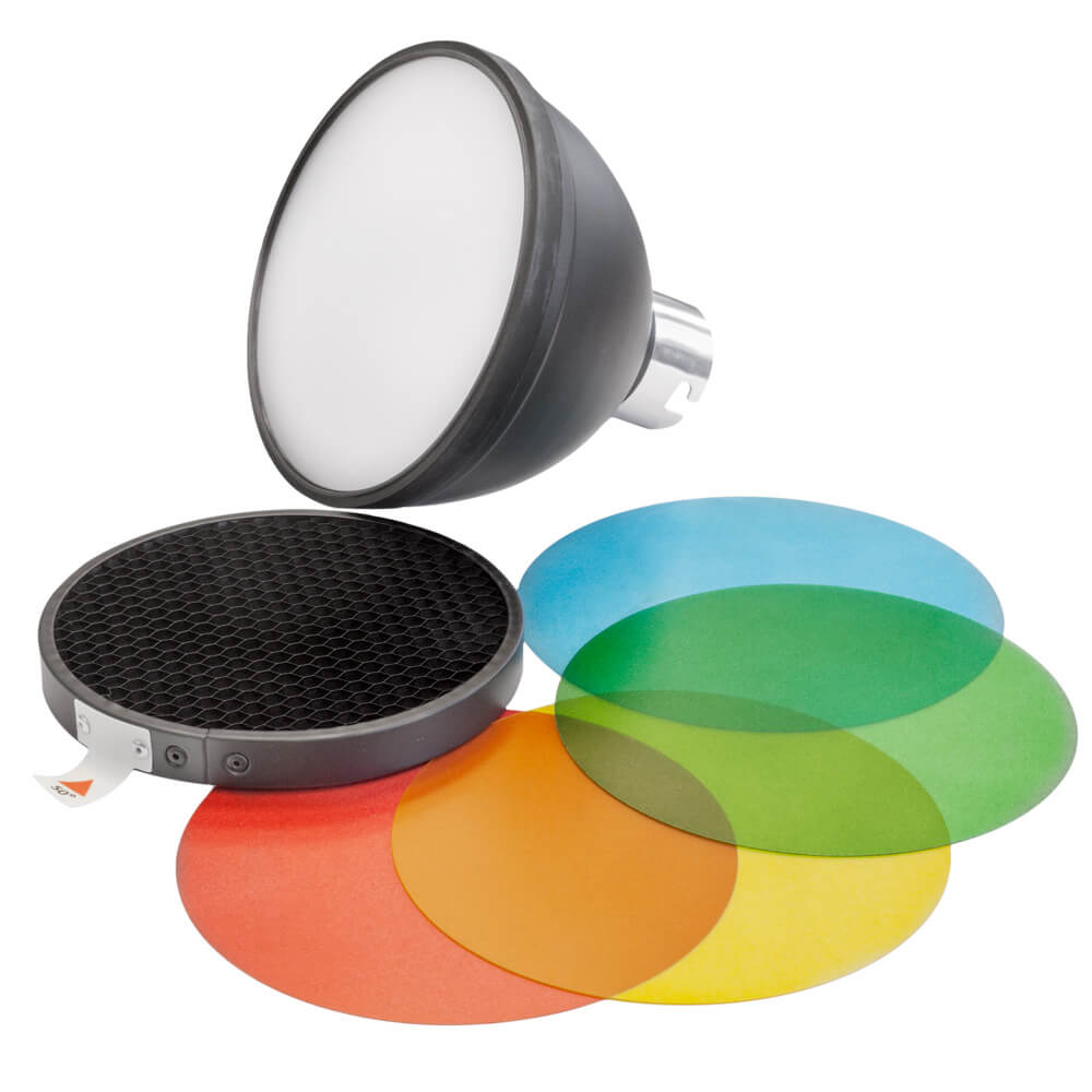 AD S11 Professional Color Gels Filter with Honeycomb Grid & AD S2 Bare Bulb Reflector Kit - Perfect for Studio Photography, Video Lighting, and Creative Light Effects
