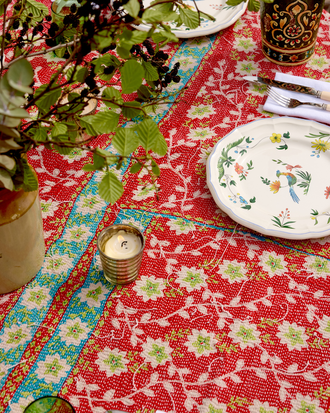 Midweight Kantha Quilt No. 801 - Handmade Cotton Bedspread for Cozy Home Decor | Perfect for Bedroom, Sofa & Boho Style