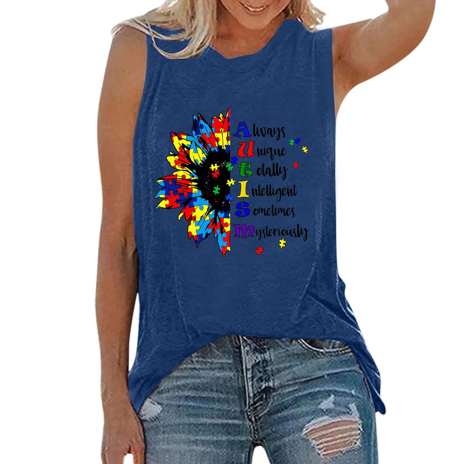 Trendy Women's V-Neck Tank Top - Cute Sleeveless Workout Shirt for Running, Gym & Casual Wear | Printed Athletic Tee for Summer & Active Lifestyle
