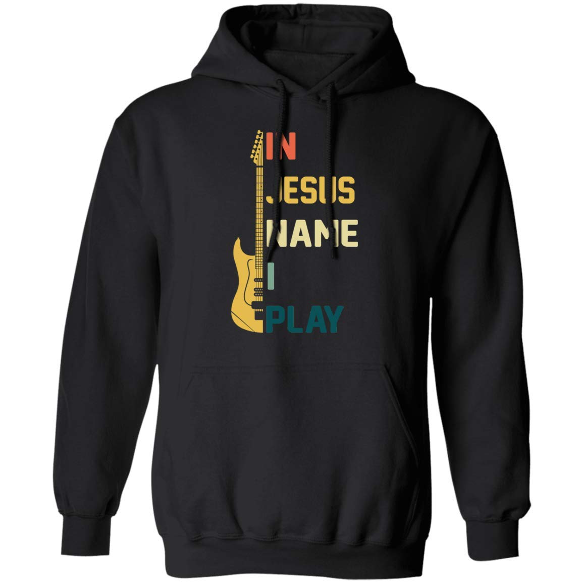 Vintage Guitar Bass Lover Hoodie - 'In Jesus Name I Play Guitar' Christian Music Sweatshirt for Worship, Concerts & Casual Wear