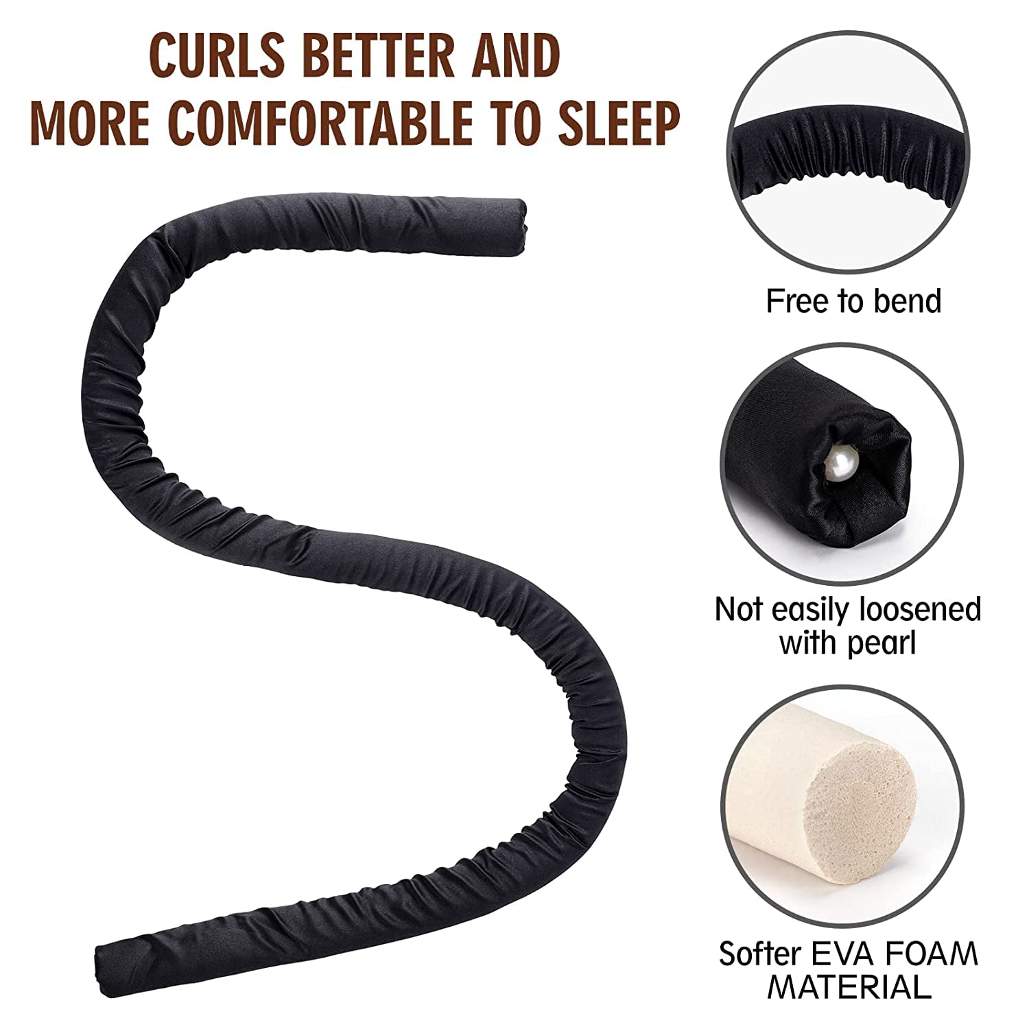 WENGONVILA Heatless Hair Curler Set - No Heat Curling Rod Headband for Overnight Styling, Satin Hair Rollers for Damage-Free Waves & Curls (Multi-Color) - Perfect for Bedtime, Travel & Natural Hairstyles