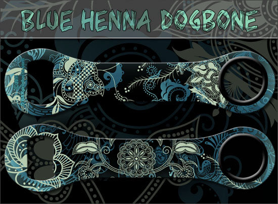 Blue Henna Dog Bone Opener - Stainless Steel Bottle Opener for Beer & Soda - Perfect for Parties, Camping & BBQ Accessories