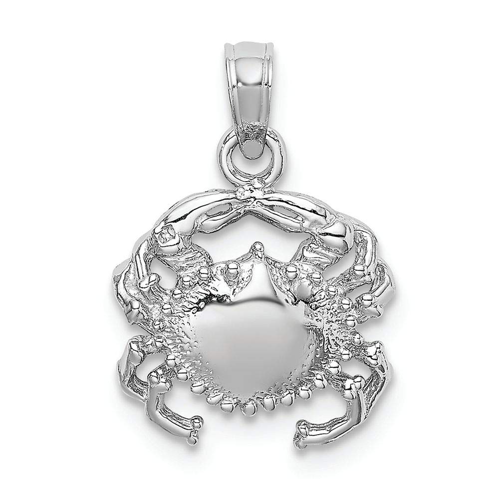 14K White Gold White Crab Polish Charm Pendant - Elegant Jewelry Gift for Women, Perfect for Birthdays, Anniversaries & Beach-Themed Outfits