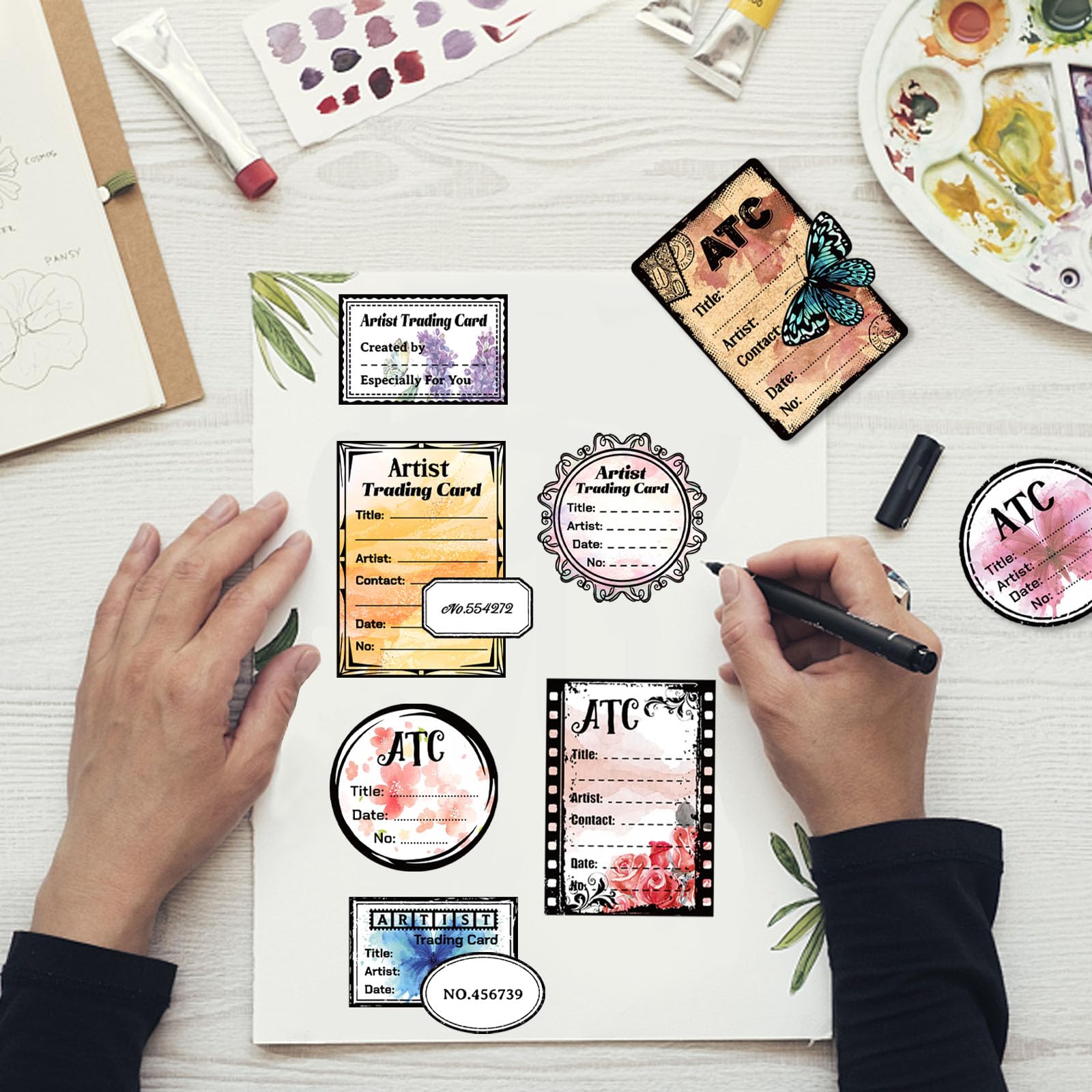 GLOBLELAND ATC Frame Background Clear Stamps for DIY Scrapbooking - 11.7x8.3 Inch Artist Trading Card Silicone Stamps for Card Making, Photo Albums, Journals & Home Decor | Perfect for Crafting, Memory Keeping, and Creative Projects