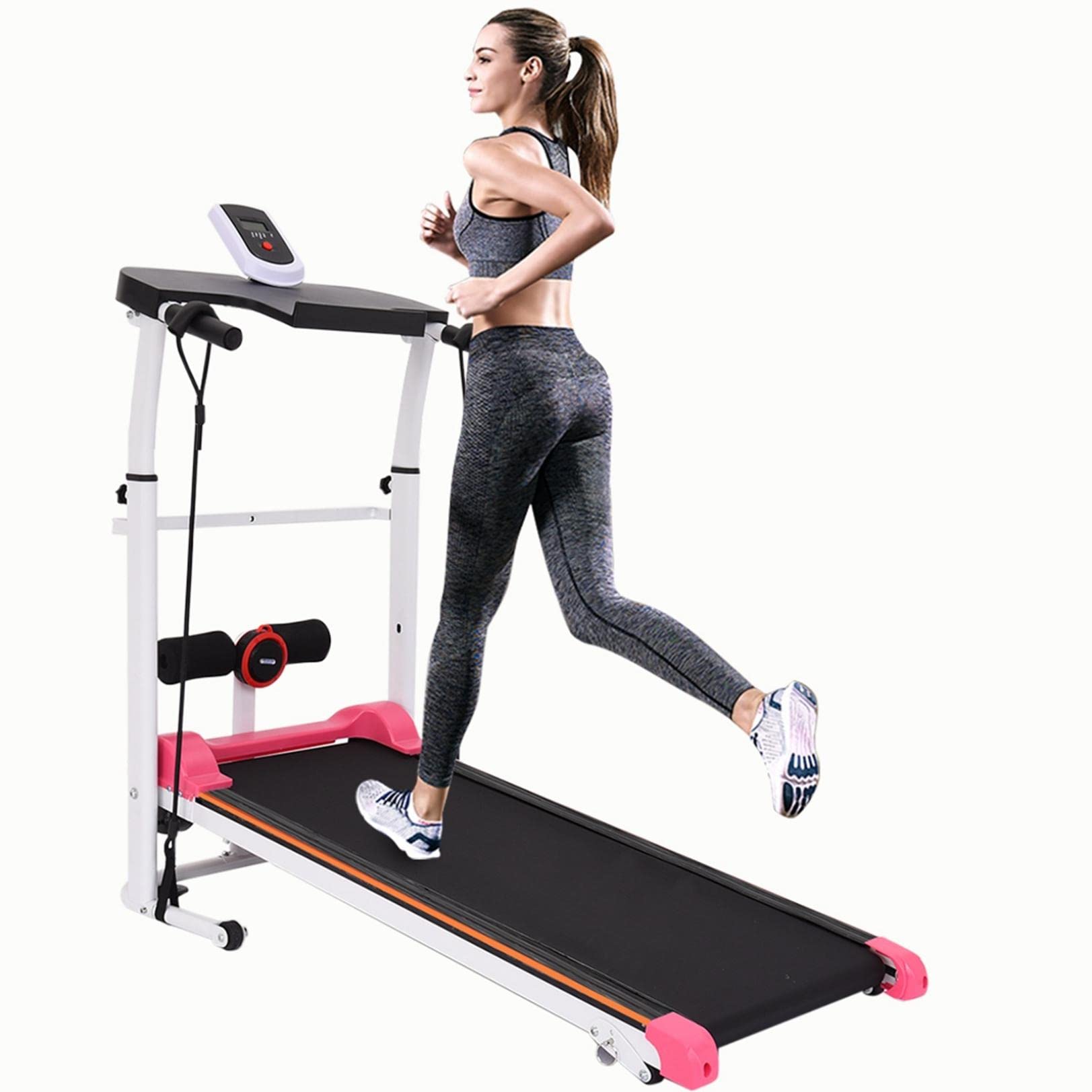 Ouneed Mini Foldable Walking Treadmill - 2-Wheel Manual Treadmill for Home Cardio Workout, Portable Fitness Equipment for Women & Teens - Perfect for Small Spaces, Office & Apartment Workouts