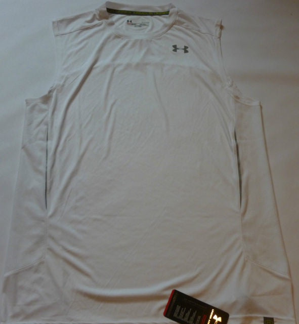 UNDER ARMOUR DRAFT CATALYST SLEEVELESS RUGBY TRAINING T-SHIRT - WHITE - Breathable Performance Tee for Rugby Training & Workouts