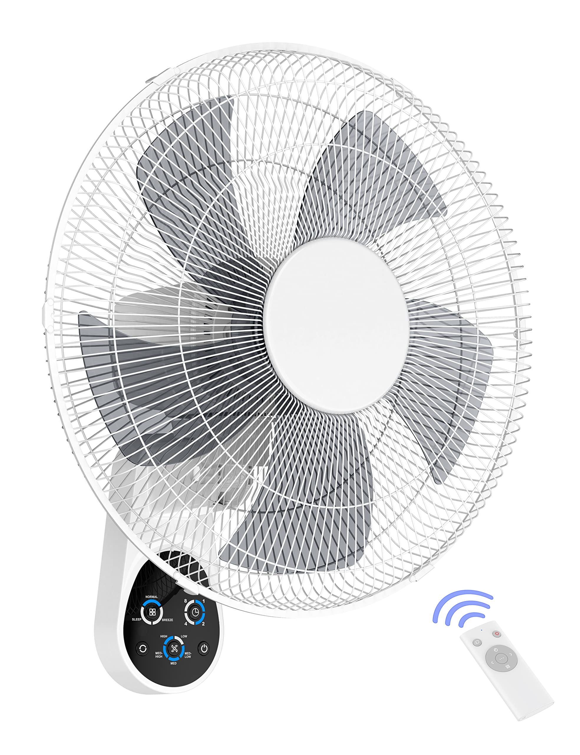 16 Inch Wall Mount Fan with Remote Control - 5 Speed, 90° Oscillation & 8-Hour Timer - Perfect for Bedroom, Kitchen, Gym, Yoga Studio & Sunrooms - Quiet Cooling for Home & Office Spaces