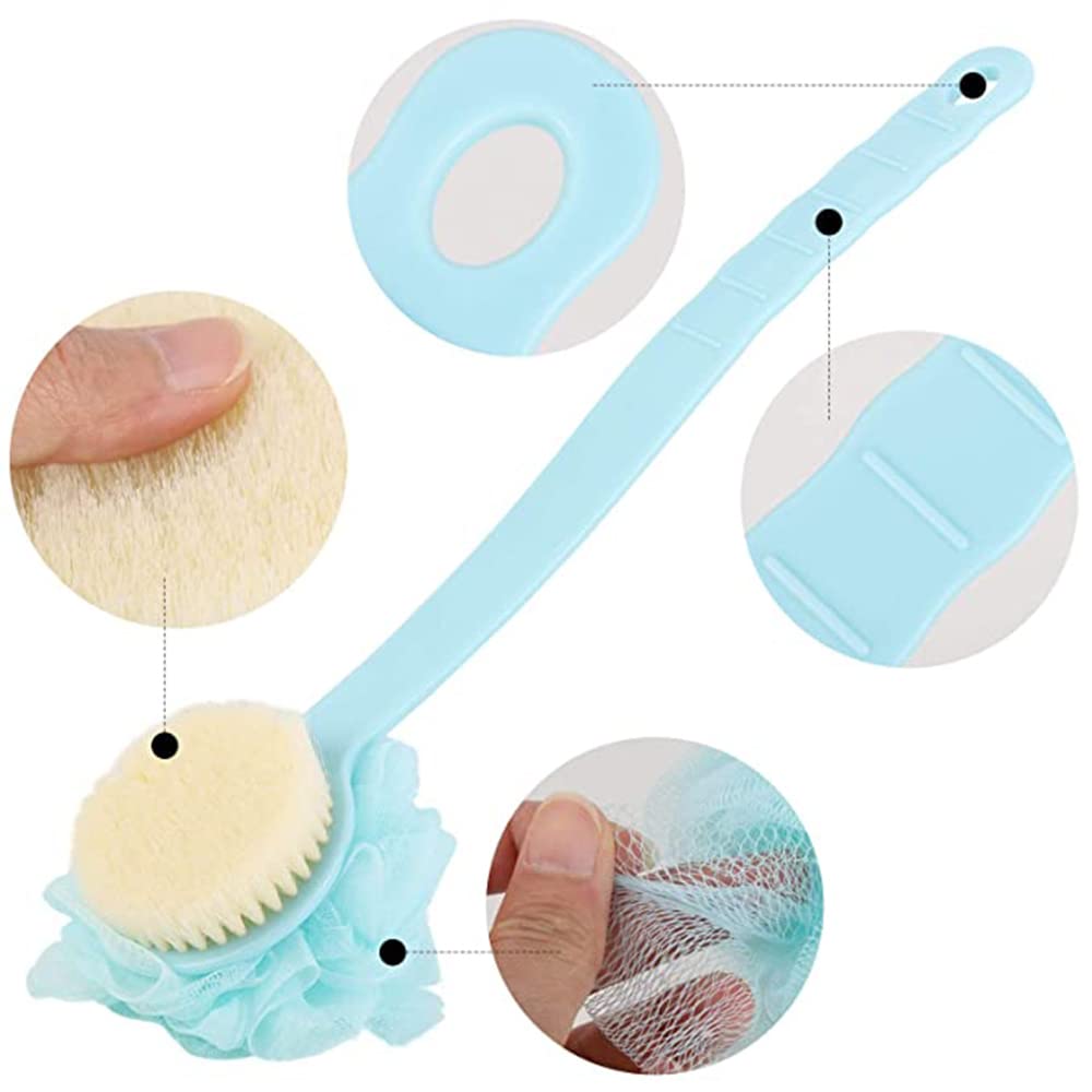 MosQuick® 2-Pack Double Sided Body Scrubber for Men & Women - Exfoliating Back Scrubber with Handle for Dry Brushing, Bath & Shower - Perfect for Body Wash & Skin Care Routine