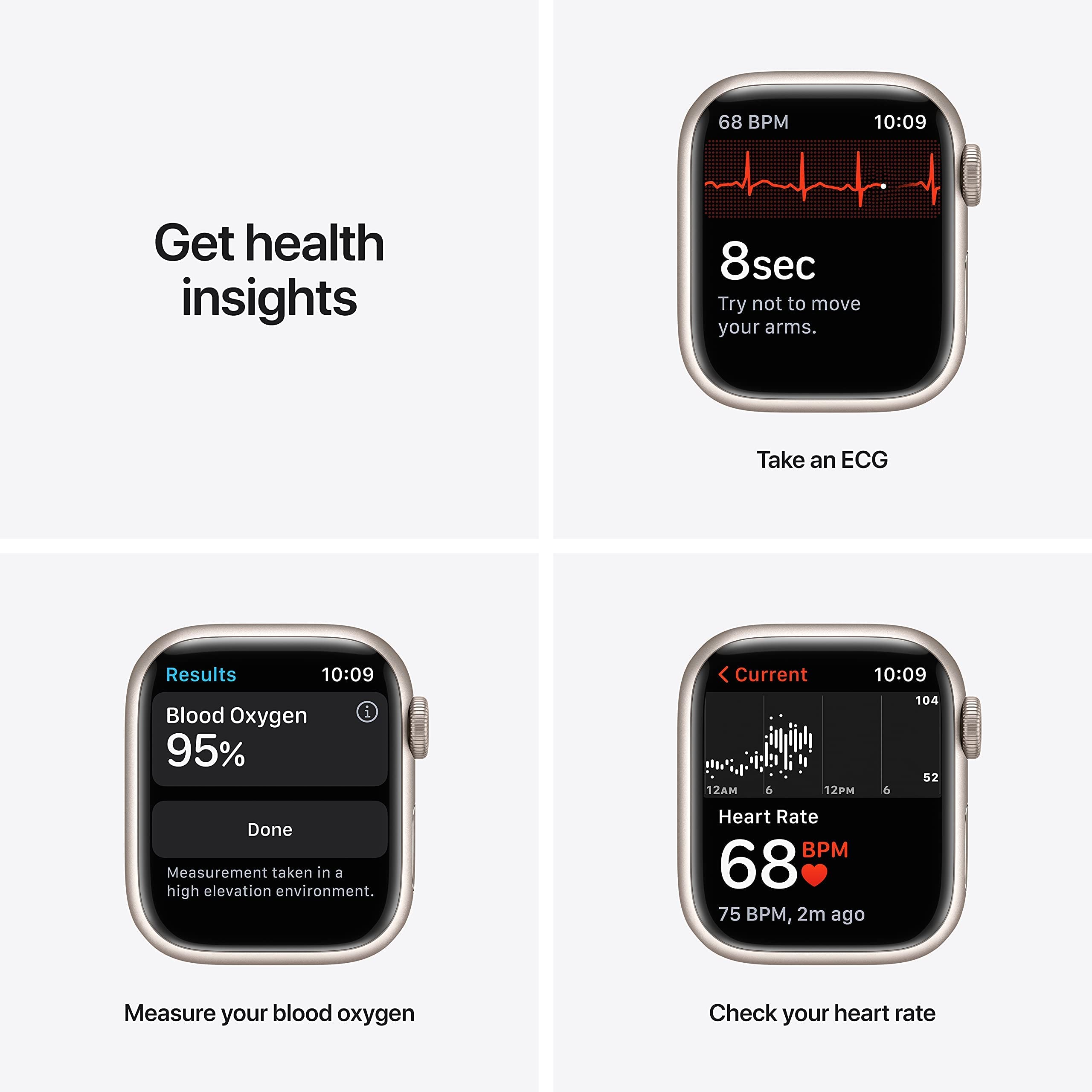 Refurbished Apple Watch Series 7 GPS 41mm - Starlight Aluminum Case with Sport Band | Fitness Tracker, Heart Rate Monitor & Water Resistant Smartwatch for Running, Swimming & Daily Use