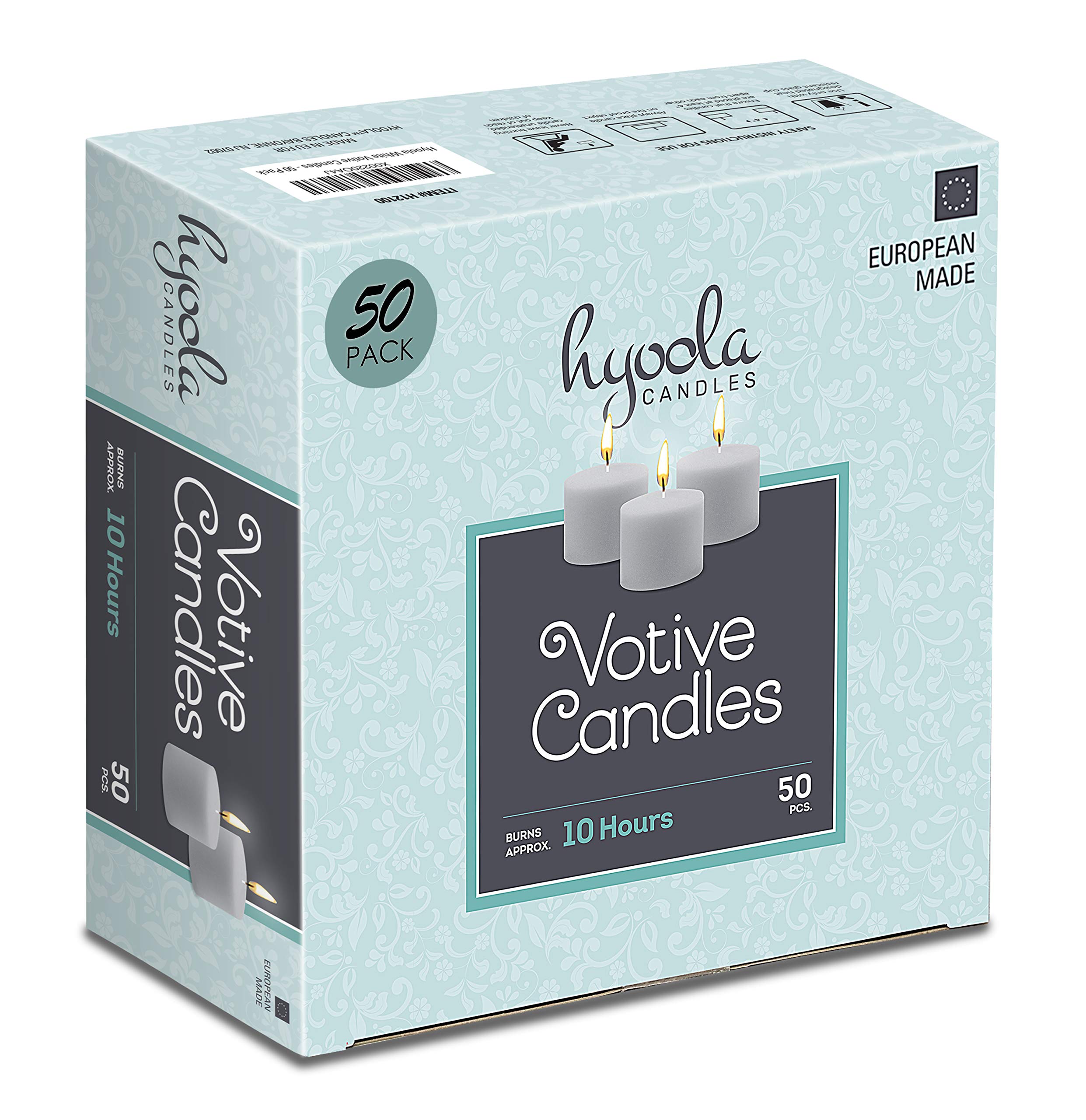 Hyoola Unscented Votive Candles - Pack of 50 White for Home Decor
