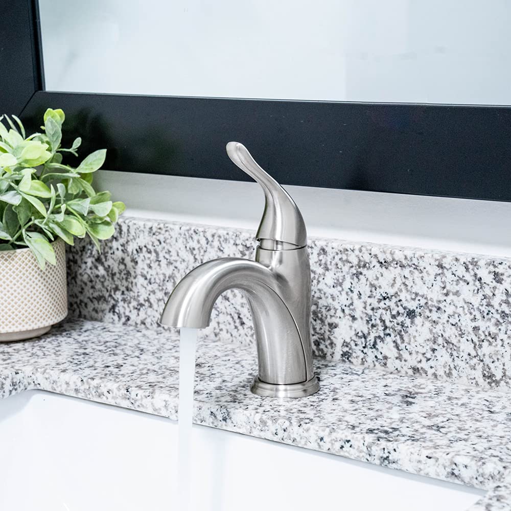 EZ-FLO Prestige Collection Single Handle High Spout Bathroom Sink Faucet - Brushed Nickel Finish, Solid Lever Handle for Easy Control - Perfect for Modern Bathroom & Powder Room Upgrades (Model 10579)