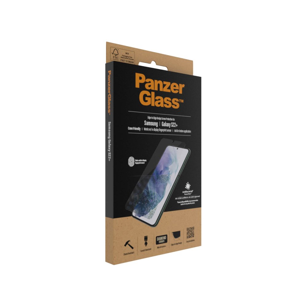 PanzerGlass Edge to Edge Screen Protector for Samsung Galaxy S22+ - Premium Tempered Glass with Black Frame - Perfect for Work, Travel & Everyday Protection