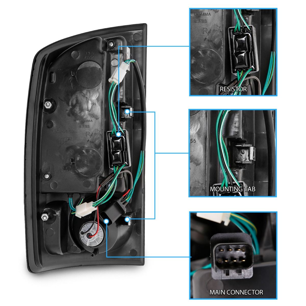 ANZO LED Tail Lights for Dodge Ram 1500 (2002-2005) - Black Smoke Lens - High Performance Brake Lights & Turn Signals - Upgrade Your Truck for Night Driving & Enhanced Safety