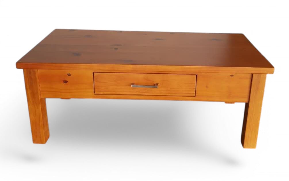 Modern Honey Finish Coffee Table with Storage Drawer - Perfect for Living Room, Office, or Bedroom Furniture