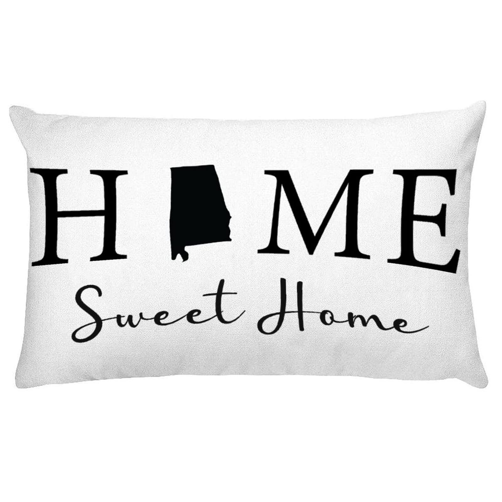 12x20 Inch Farmhouse Style Alabama State Map Pillow Covers - 'Home Sweet Home' Embroidered Throw Pillow Cases for Couch, Bed & Sofa Decor - Perfect for Holiday Decorations, Housewarming Gifts & Cozy Home Accents