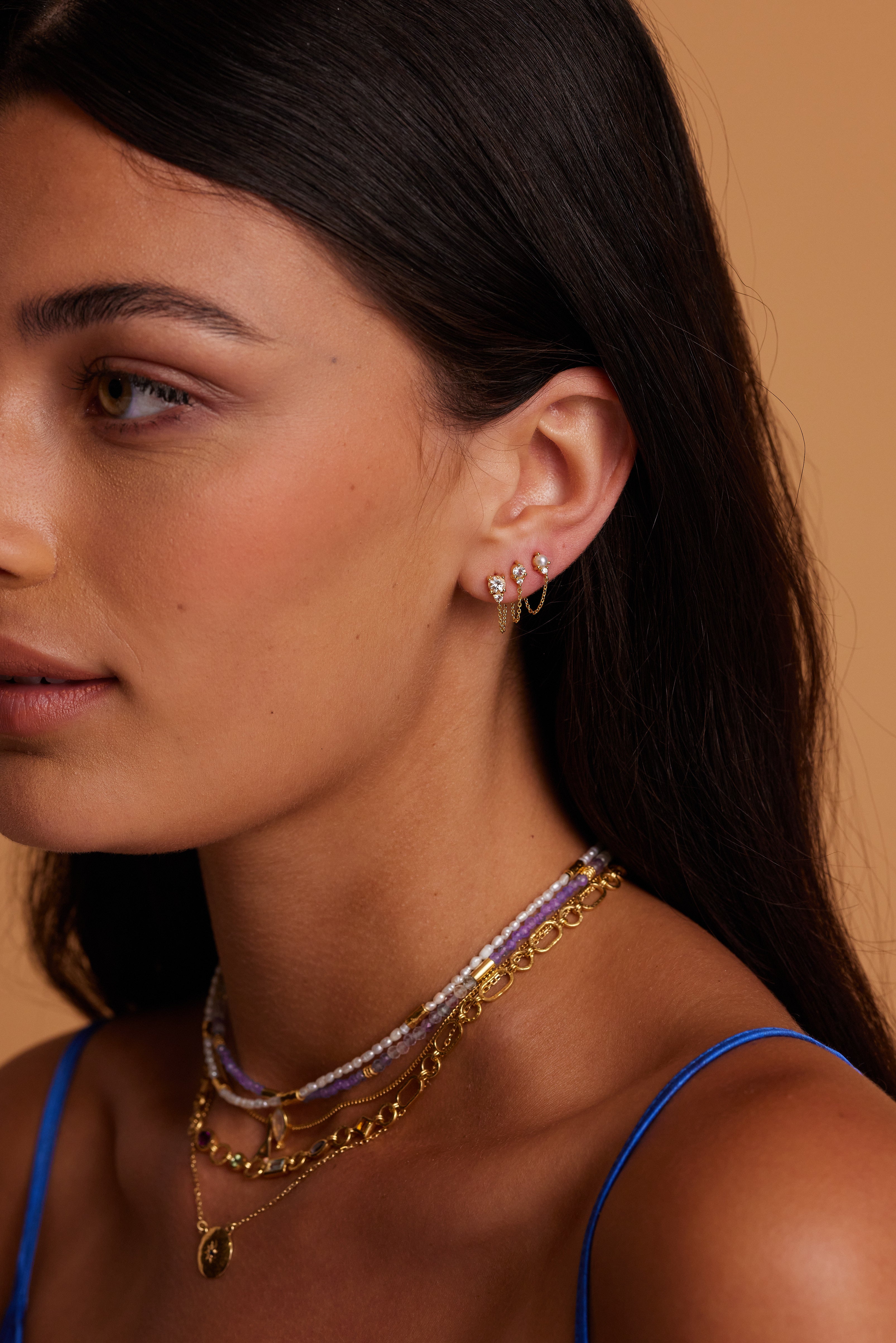 April Birthstone Stud Earrings - 14K Gold Ombre Topaz Jewelry for Women - Perfect Gift for April Birthdays & Special Occasions