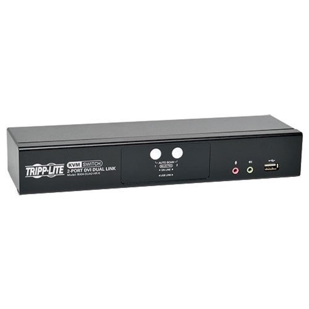 Tripp Lite 2-Port DVI Dual-Link USB KVM Switch with Audio & Cables (B004-DUA2-HR-K) - Desktop Computer Sharing Solution for Office & Gaming Setup