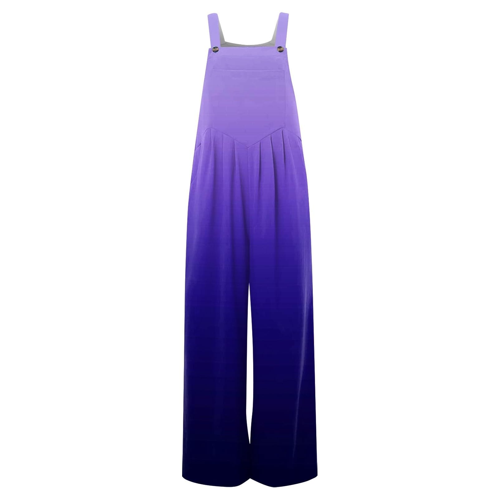 Women's Wide Leg Overalls - Casual Sleeveless Jumpsuit with Pockets for Summer Outings