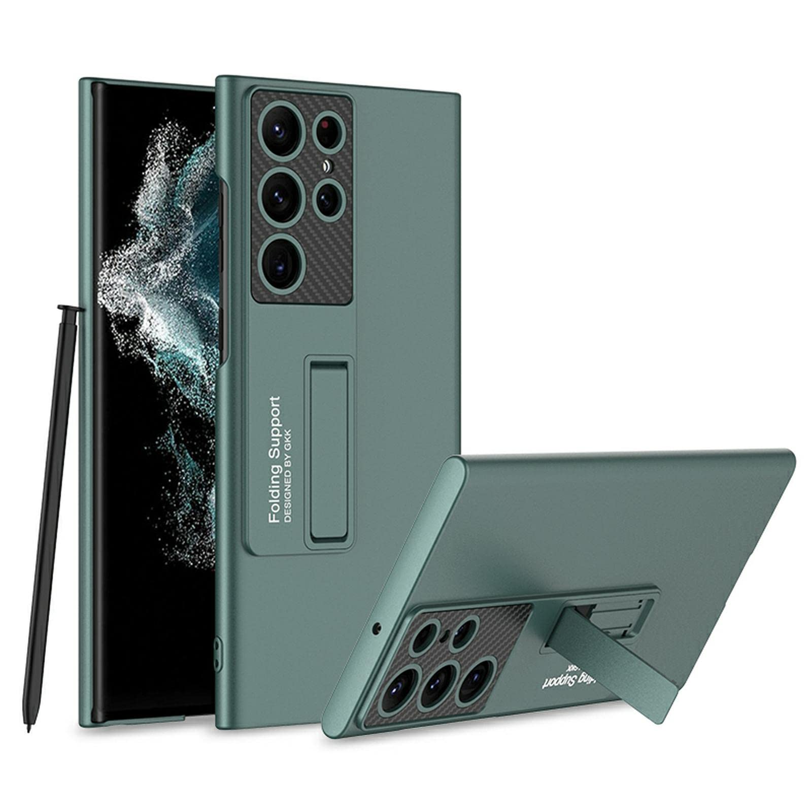 Samsung Galaxy S22 Ultra Case - Ultra Slim Magnetic Stand Cover with Wireless Charging Support | Cool Protective Shell for Galaxy S22 Ultra 5G (Green) | Perfect for Work, Travel & Everyday Use