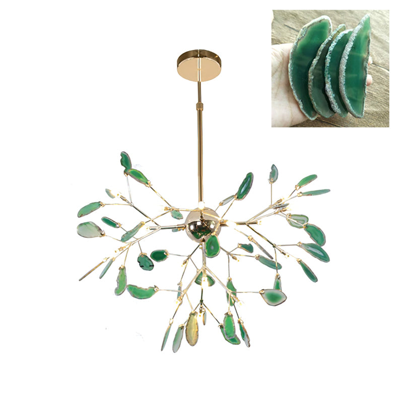Agate Flake Chandelier - Elegant Natural Stone Crystal Ceiling Light Fixture for Dining Room, Living Room, Bedroom Decor | Modern Luxury Home Lighting
