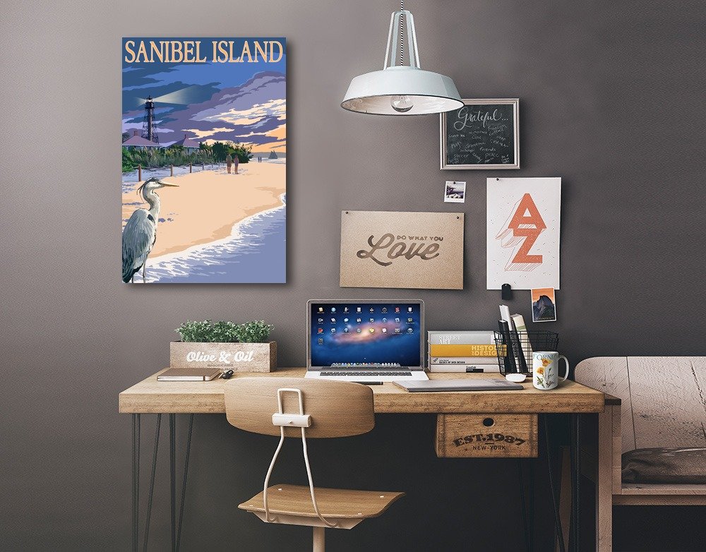 Lantern Press Sanibel Island Florida Lighthouse Print - 16x24 Wrapped Canvas Wall Art for Living Room, Bedroom & Office Decor - Coastal Home Decor & Beach House Wall Art