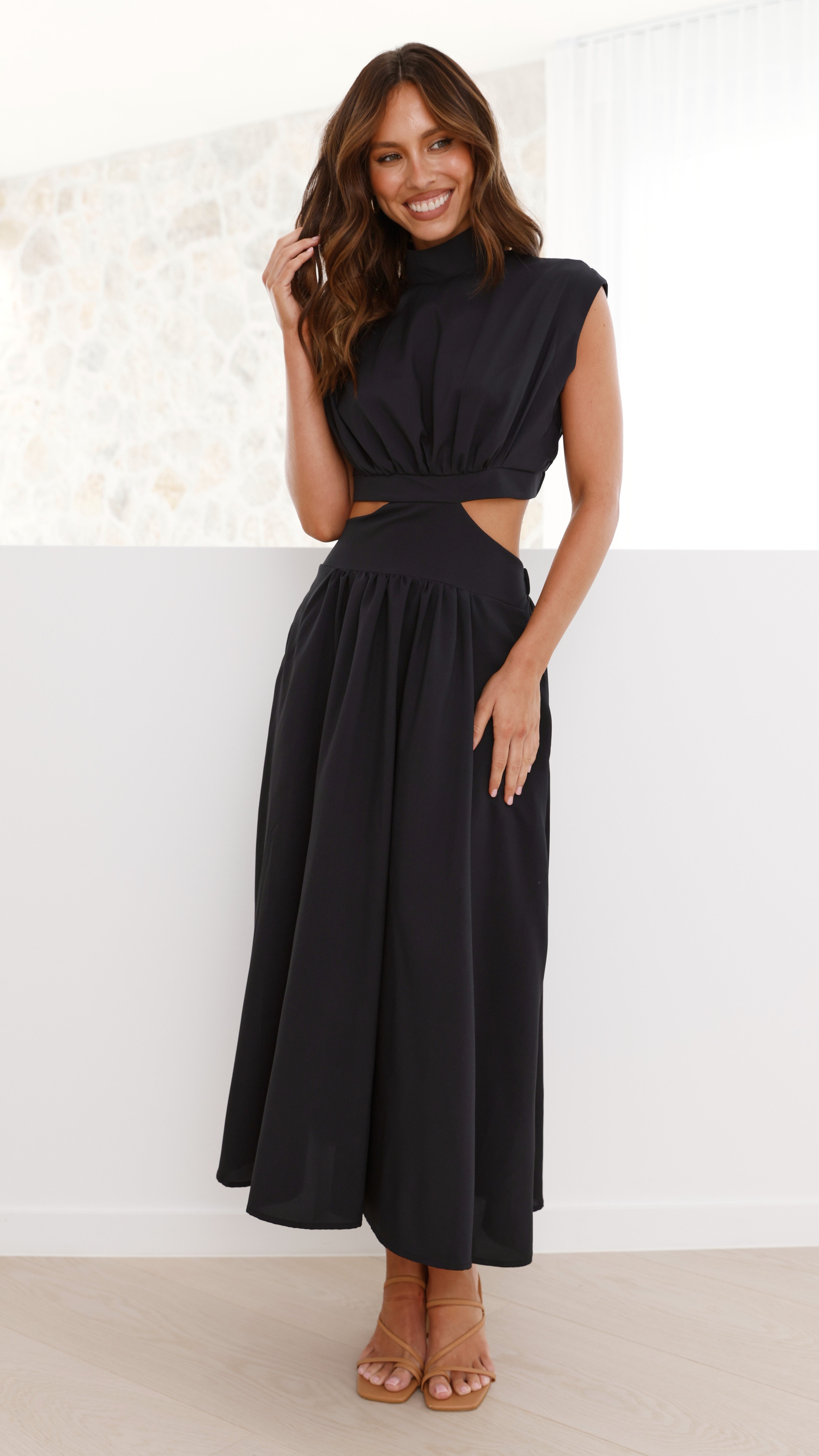Elegant Maddison Black Midi Dress for Women | Perfect for Office, Party & Evening Wear | Flattering Fit & Comfortable Fabric