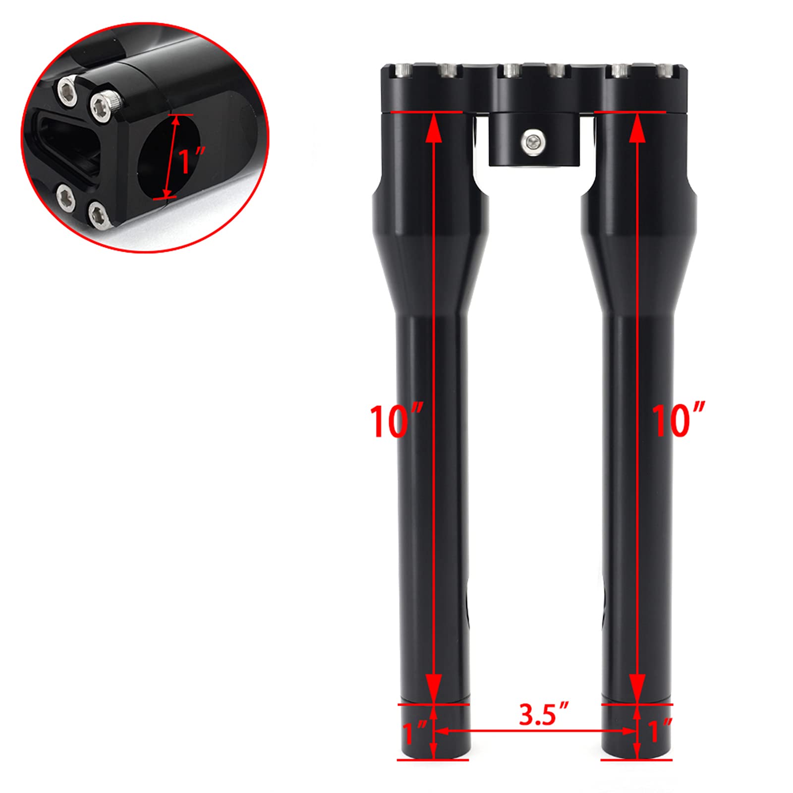 TOFR Club Style 1 Inch Handlebar Risers (10 & 11 Inch) - Universal Fit for Harley Davidson Dyna, Softail, Sportster & Touring Models - Perfect for Custom Bike Builds & Comfortable Riding