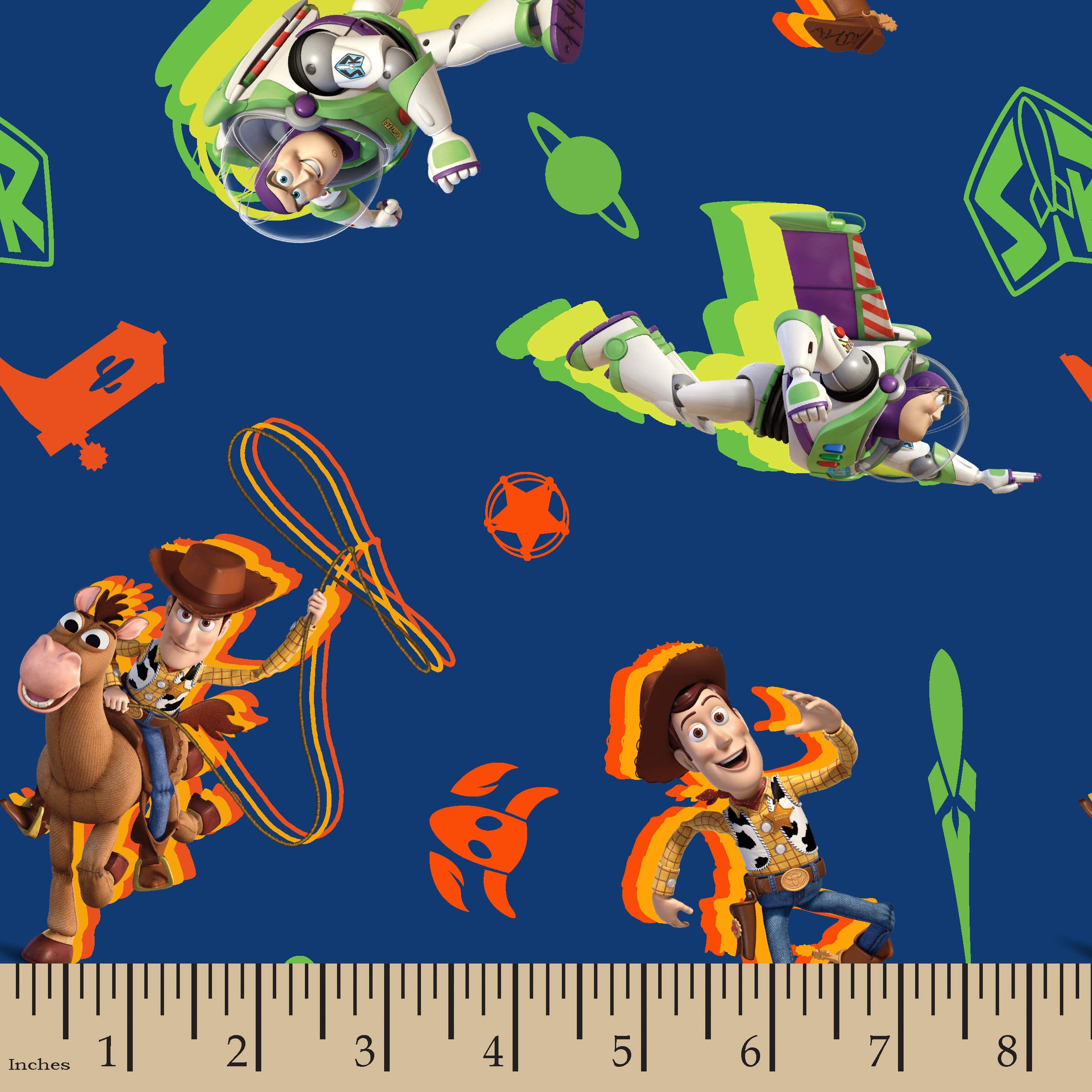 Disney Toy Story 4 Buzz and Woody Toss Fabric - Navy Blue Cotton Throw Blanket for Kids Bedroom, Movie Night & Disney Themed Decor