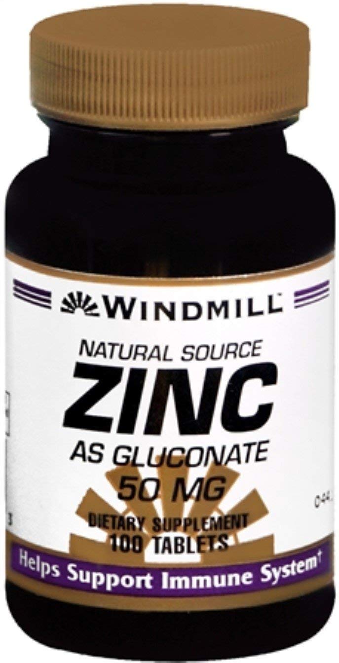 Windmill Zinc 50mg Tablets - Natural Immune Support Supplement (100 Tablets, Pack of 12) for Daily Wellness & Immune Boosting