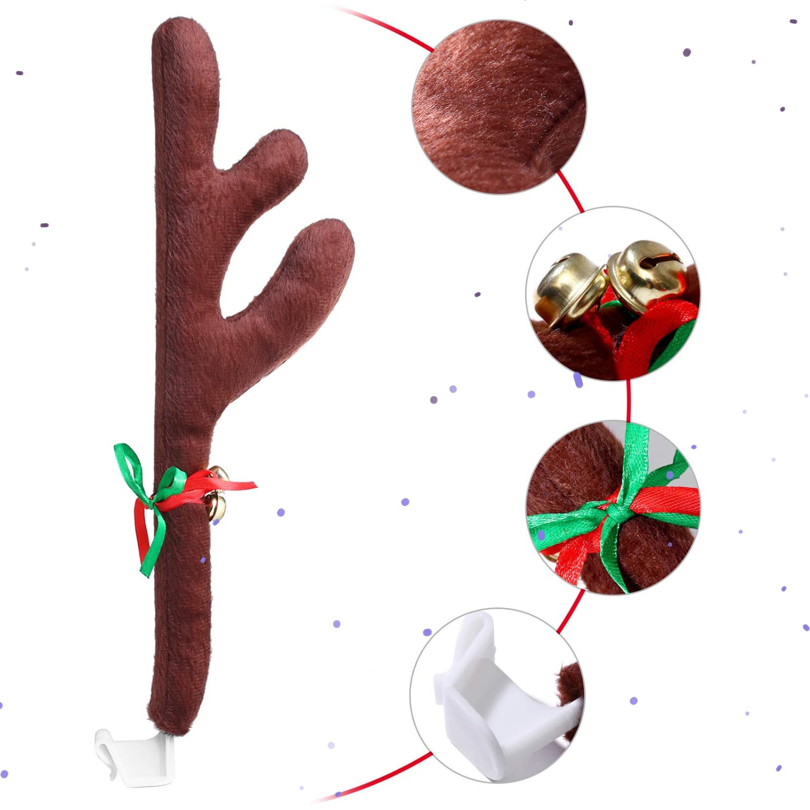 Brown Christmas Reindeer Car Antlers and Nose Set - Festive Truck & SUV Decoration for Holiday Season | Xmas Gift, Car Costume Accessories for Christmas Parties & Parades