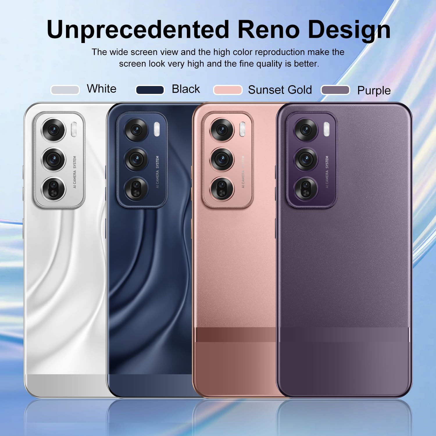 Unlocked Android Smartphone Reno 12 Pro - 8GB RAM 256GB Storage, 50MP+24MP Dual Camera, 6800mAh Long Battery Life, 6.8