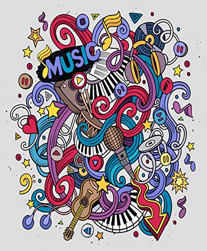 5D Diamond Painting Kit - Full Drill DIY Cross Stitch Art for Home Wall Decor (16x12 Inch) | Cartoon Music Theme Colorful Diamond Art | Perfect Gift for Craft Lovers & Wall Decoration