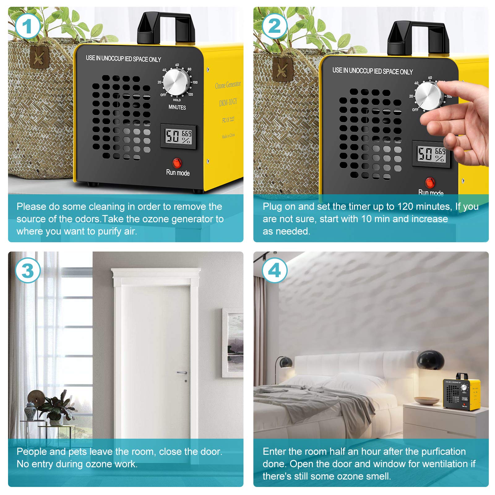 **10,000 mg/h Ozone Generator Air Purifier – High Capacity Ionizer for Odor Removal in Home, Hotel, Basement, Car, Bar & Farm | Eliminate Smoke, Pet & Mold Smells**    *(Use: Ideal for deep cleaning, disinfecting spaces, and neutralizing stubborn odors in residential and commercial settings.)*