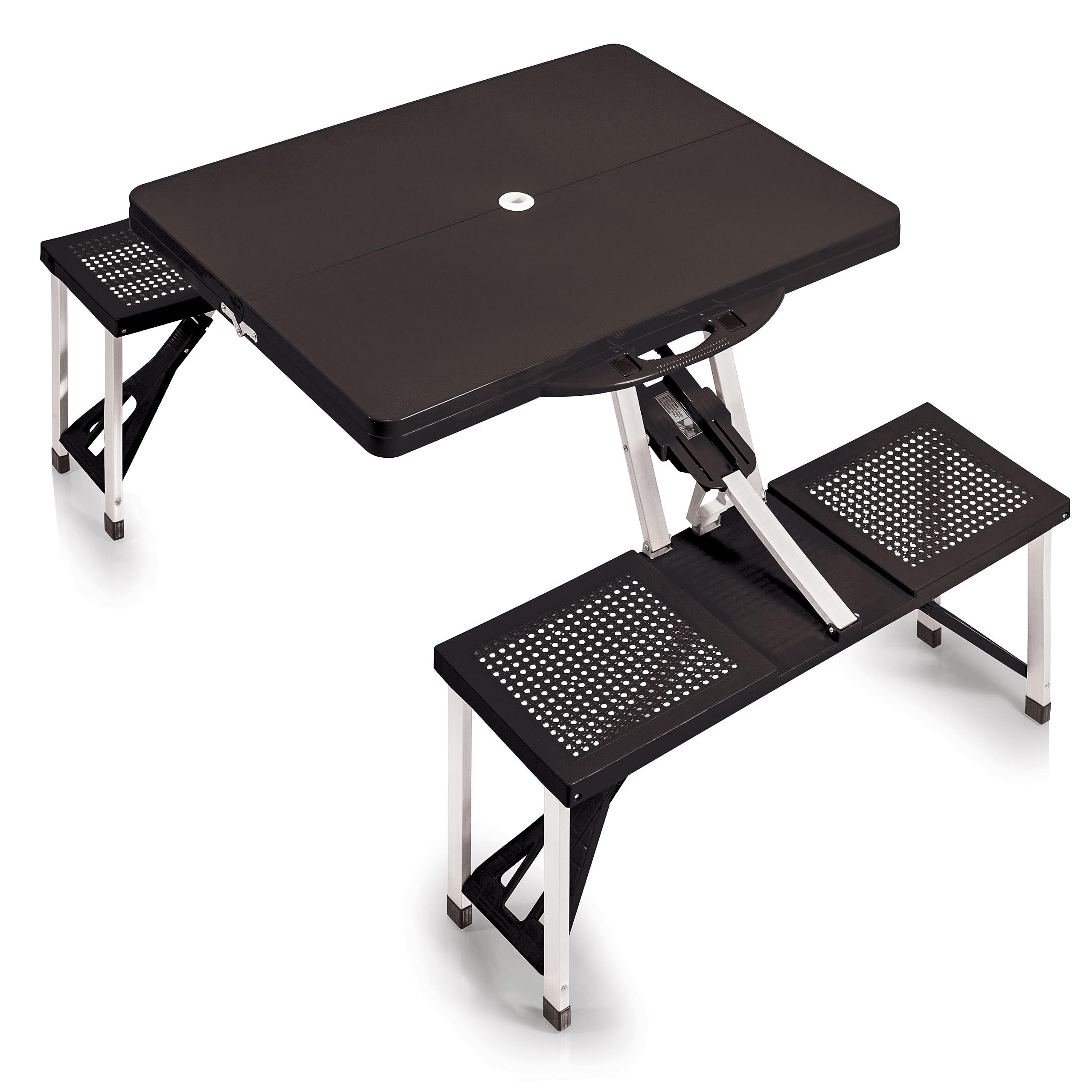 PICNIC TIME Portable Folding Picnic Table with Umbrella Hole - Lightweight Camping Table for Outdoor, Beach, Backyard & Tailgating Parties - Compact Foldable Design for Easy Storage & Transport