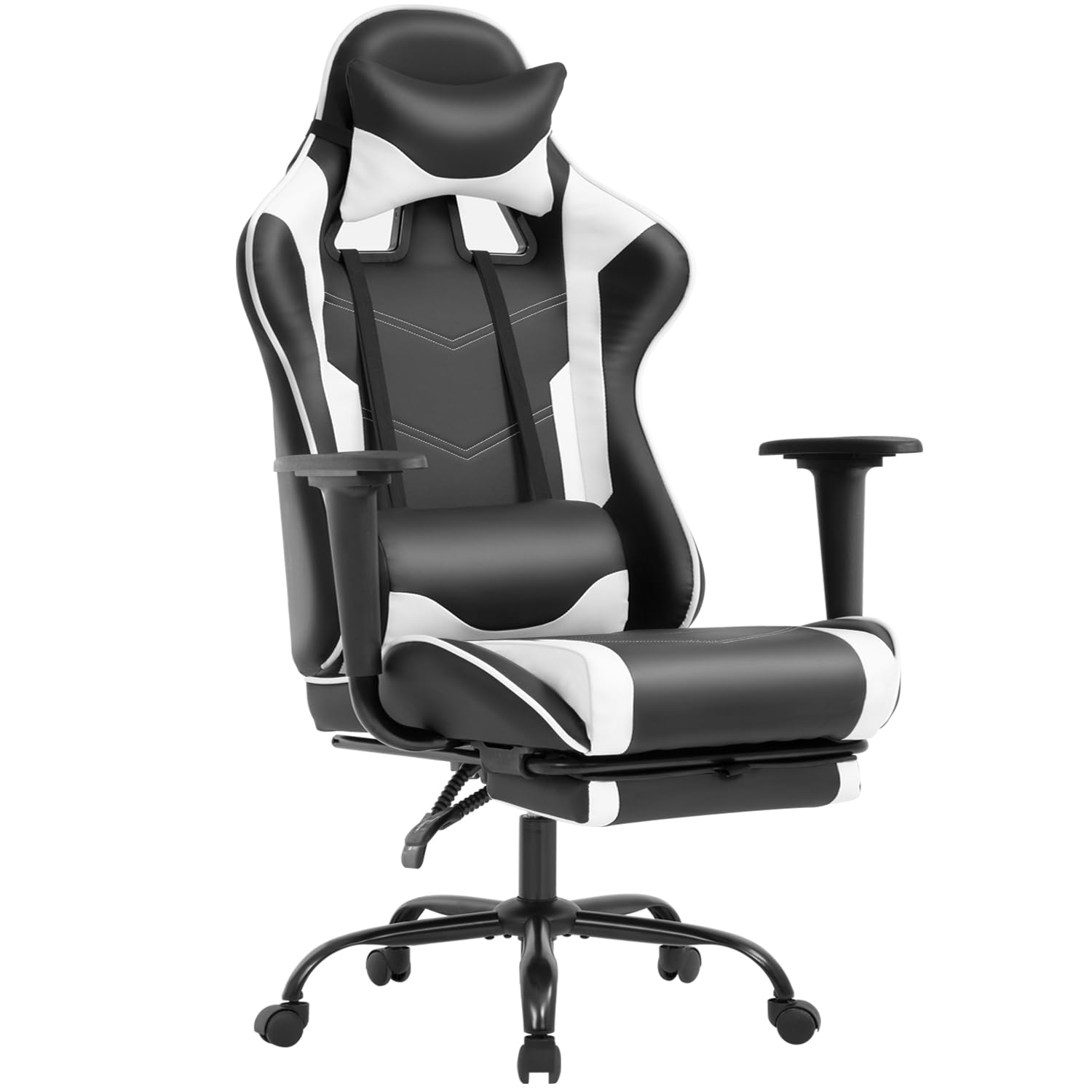 Best Ergonomic Office Chair - PU Leather Executive Computer Desk Chair with Lumbar Support & Footrest - Adjustable Swivel Rolling Task Chair for Women & Men - Perfect for Home Office, Gaming & Workspaces (White)