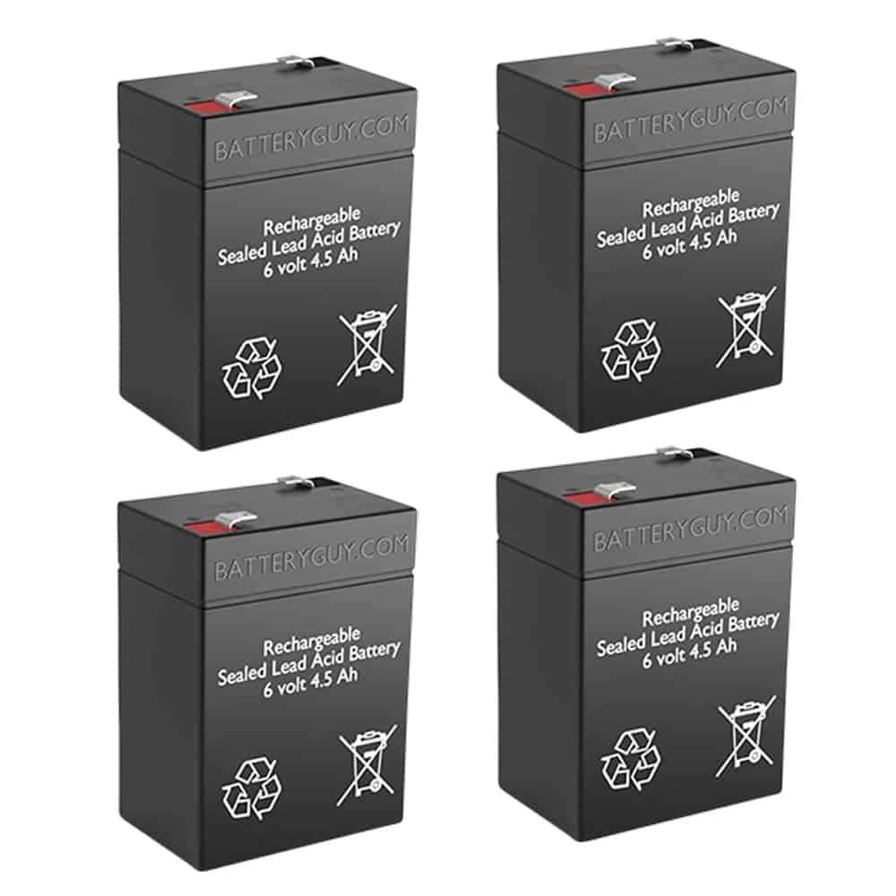 5EFF2 Replacement 6V 4.5Ah SLA Rechargeable Battery - 4 Pack for Security Systems, Emergency Lights & Backup Power Supplies
