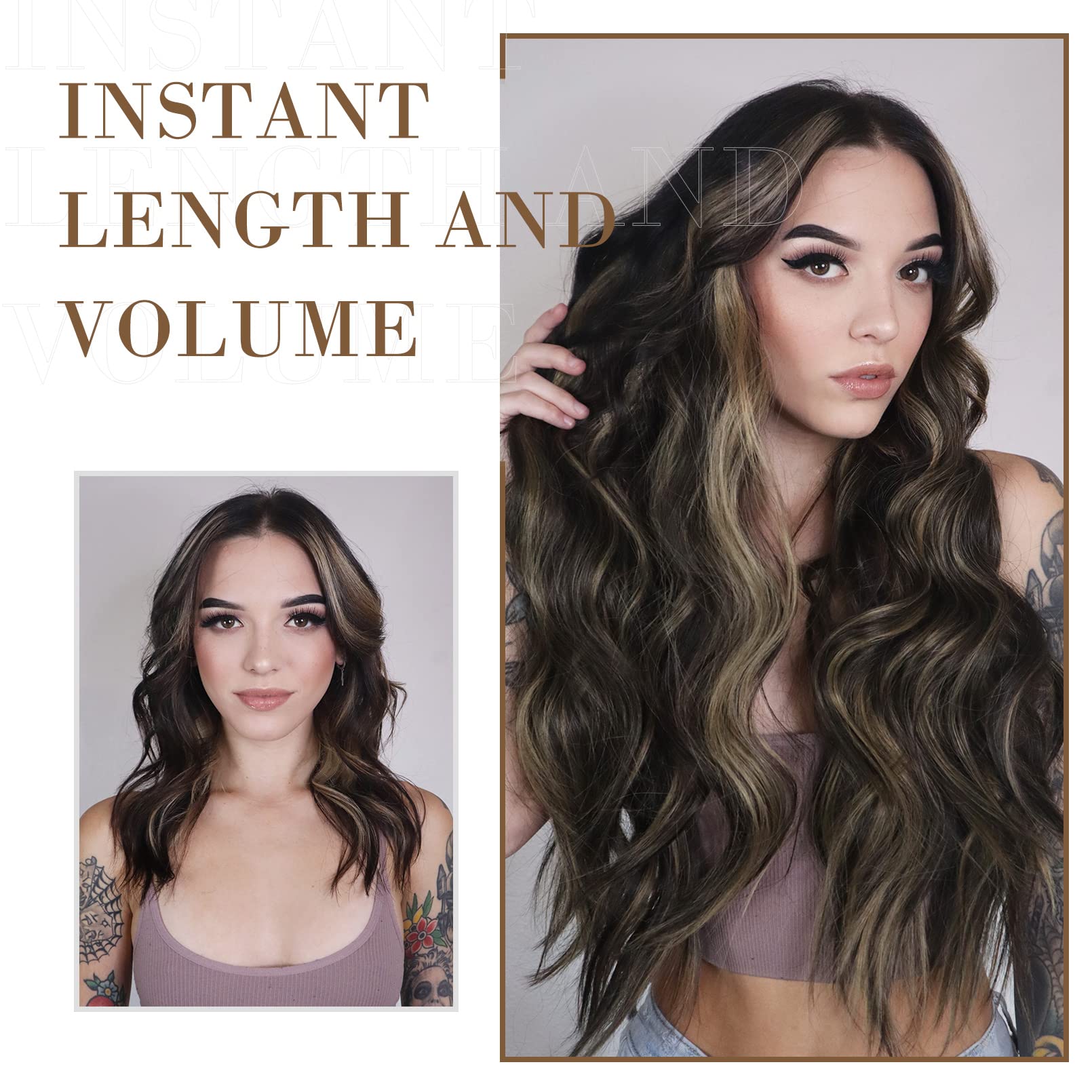 4PCS Clip-in Synthetic Hair Extensions - Long & Thick Hair Extensions for Women - Perfect for Parties, Weddings & Everyday Styling
