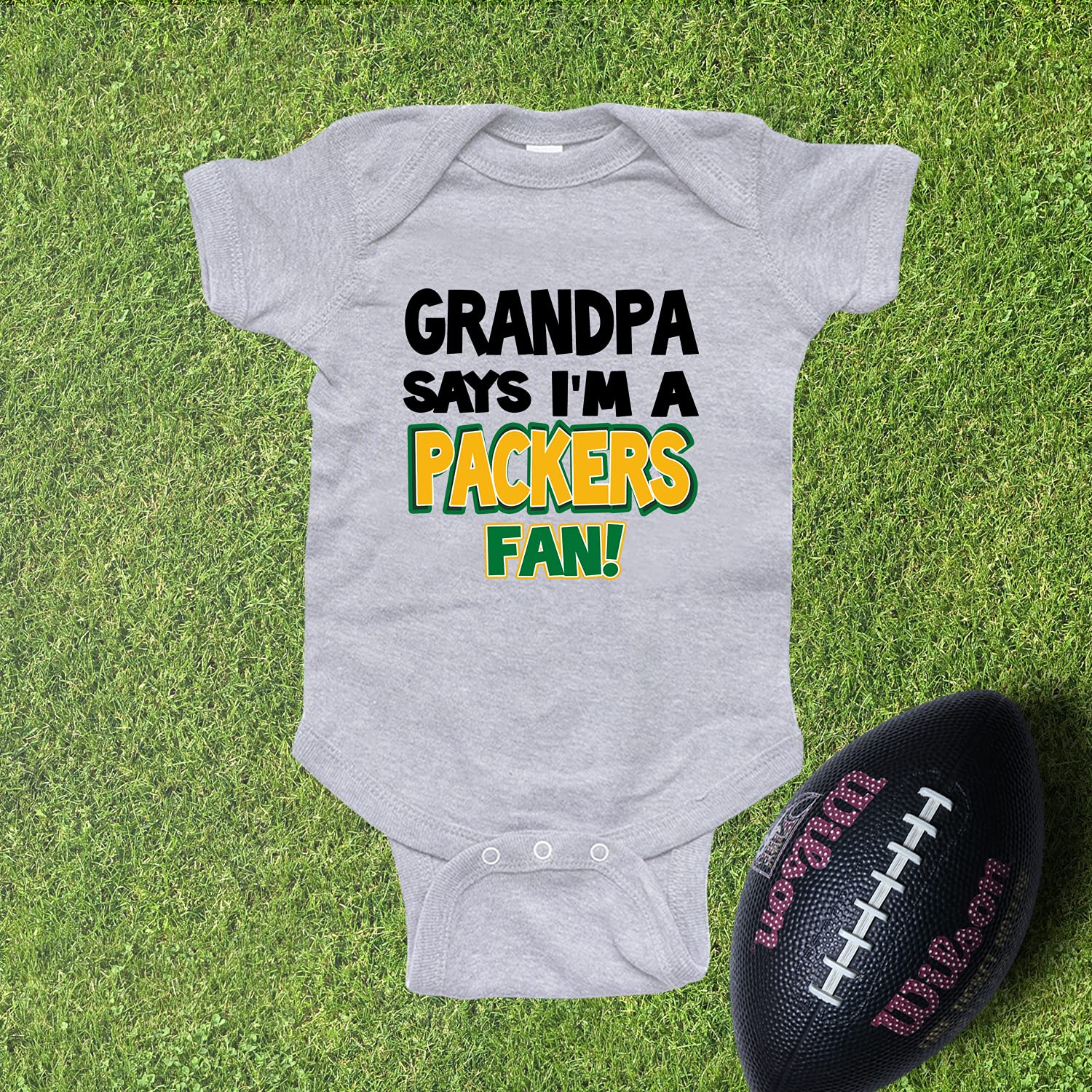 My Grandpa Says I'm a Packers Fan Baby Bodysuit - Green Bay Packers Fan Outfit for Newborns & Infants - Perfect for Game Day, Family Photos & Grandparent Gifts
